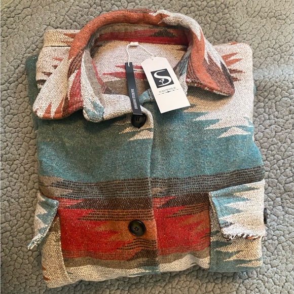 SAUKOLE Vintage Women Aztec Print Button Down Jacket - Picture 6 of 6
